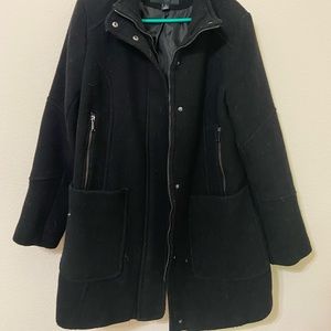 London Fog Black Long Pea Coat/Jacket Large (L)